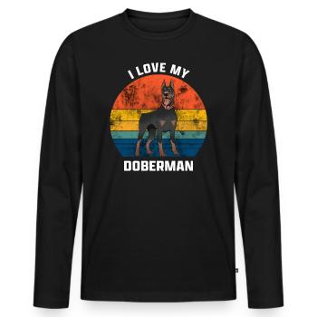 I Love my Doberman - Men's Premium Organic Long Sleeve Shirt - black - Front - Nico (187cm)