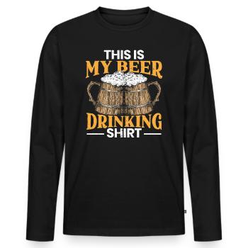 Dies Ist Mein Bier Trinken Shirt Biertrinker - Männer Premium Bio Langarmshirt - Schwarz - Vorne - Nico (187cm)