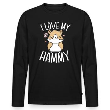 J’aime mon propriétaire de hamster Hammy - T-shirt manches longues Premium bio Homme - noir - Devant - Nico (187cm)