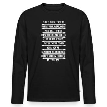 Grammar police english teacher - Men's Premium Organic Long Sleeve Shirt - black - Front - Nico (187cm)