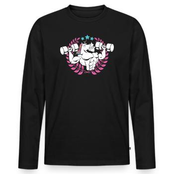 Gewichtheben Einhorn Fitness Gym Lover - Männer Premium Bio Langarmshirt - Schwarz - Vorne - Nico (187cm)