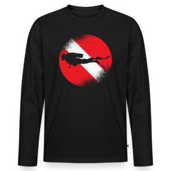 Diving flag Diver Diving Rescue divers - Men's Premium Organic Long Sleeve Shirt - black - Front - Nico (187cm)