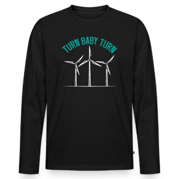 Turn Baby Turn Wind Turbine Technicians - Men's Premium Organic Long Sleeve Shirt - black - Front - Nico (187cm)