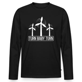 Turn Baby Turn Wind Turbine Technicians - Men's Premium Organic Long Sleeve Shirt - black - Front - Nico (187cm)