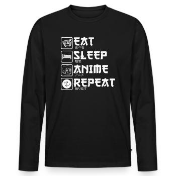Eat Sleep Anime Repeat Manga Japanese - Men's Premium Organic Long Sleeve Shirt - black - Front - Nico (187cm)