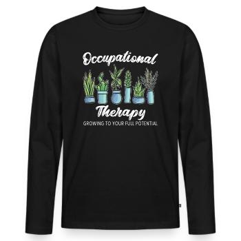 Occupational Therapy OT Medical Healthcare - Men's Premium Organic Long Sleeve Shirt - black - Front - Nico (187cm)