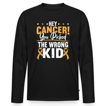 Hey Cancer You Chose The Wrong Child - Men's Premium Organic Long Sleeve Shirt - black - Front - Nico (187cm)