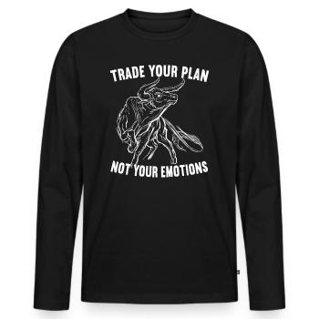 Trade Your Plan Don't Bullish Your Emotion - Men's Premium Organic Long Sleeve Shirt - black - Front - Nico (187cm)