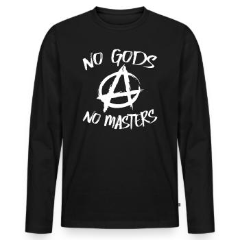 No God No Master Atheist Agnostic - Men's Premium Organic Long Sleeve Shirt - black - Front - Nico (187cm)
