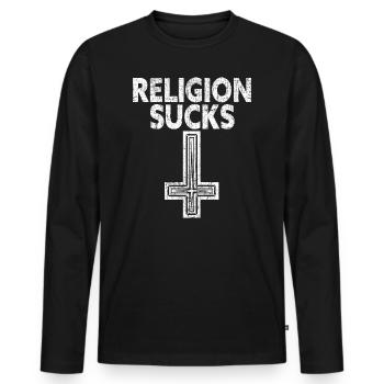 Religion Agaçant anti-agnostique agnostique religieux - T-shirt manches longues Premium bio Homme - noir - Devant - Nico (187cm)