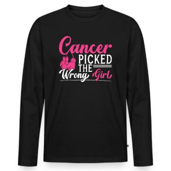 Brustkrebs Hat Sich Das Falsche Mädchen Ausgesucht - Männer Premium Bio Langarmshirt - Schwarz - Vorne - Nico (187cm)