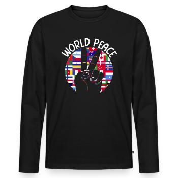 World Peace United Countries World Day of Peace - Men's Premium Organic Long Sleeve Shirt - black - Front - Nico (187cm)