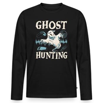 Ghost Hunt Halloween Ghost Ghost Ghost - Men's Premium Organic Long Sleeve Shirt - black - Front - Nico (187cm)