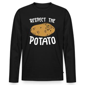 Respect The Potato Potato Lovers - Men's Premium Organic Long Sleeve Shirt - black - Front - Nico (187cm)