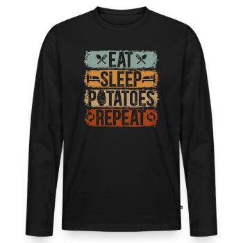 Eat Sleep Potatoes Repeat Kartoffeln - Men's Premium Organic Long Sleeve Shirt - black - Front - Nico (187cm)