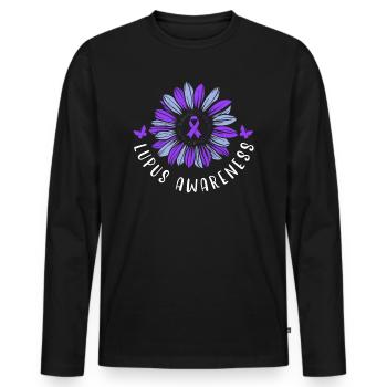 Lupus Awareness Purple Ribbon Maladie auto-immune - T-shirt manches longues Premium bio Homme - noir - Devant - Nico (187cm)