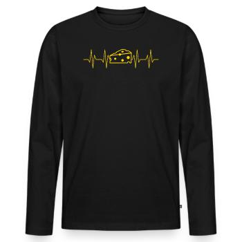 Cheese Heartbeat Cheese Lover Mozzarella - Men's Premium Organic Long Sleeve Shirt - black - Front - Nico (187cm)