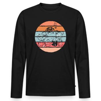 Octopus Sea Animal Squid Book Lovers - Men's Premium Organic Long Sleeve Shirt - black - Front - Nico (187cm)