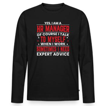 I am an HR Manager HR Manager - Men's Premium Organic Long Sleeve Shirt - black - Front - Nico (187cm)