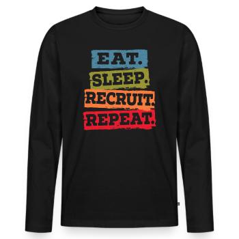 Eat Sleep Recruit Repeat HR Manager Personalleiter - Männer Premium Bio Langarmshirt - Schwarz - Vorne - Nico (187cm)