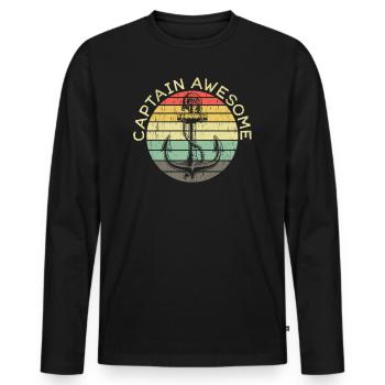 Capitaine Awesome capitaine Sort Capitaine - T-shirt manches longues Premium bio Homme - noir - Devant - Nico (187cm)