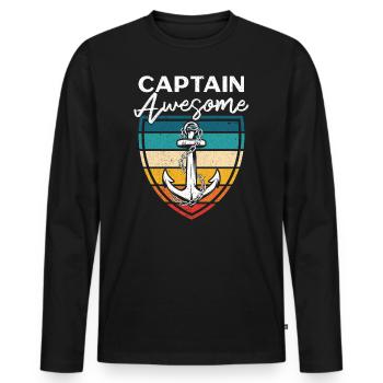 Capitaine Awesome capitaine Sort Capitaine - T-shirt manches longues Premium bio Homme - noir - Devant - Nico (187cm)