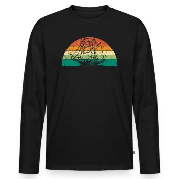 Capitaine capitaine de bateau rétro - T-shirt manches longues Premium bio Homme - noir - Devant - Nico (187cm)
