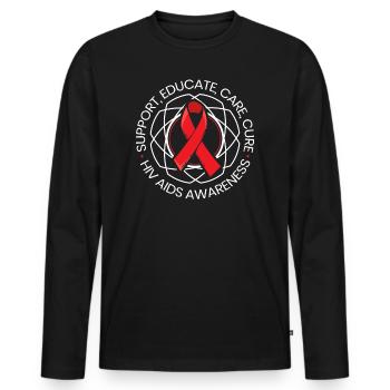 VIH AIDS Sensibilisation combattants - T-shirt manches longues Premium bio Homme - noir - Devant - Nico (187cm)