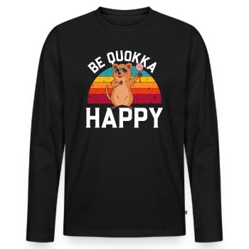 Be Quokka Happy Short-tailed Kangaroo - Men's Premium Organic Long Sleeve Shirt - black - Front - Nico (187cm)