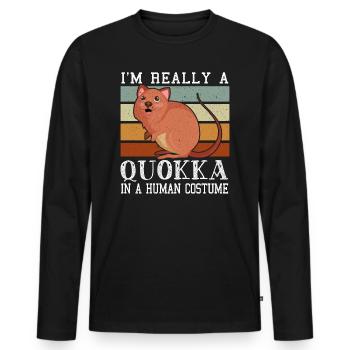 I'm Really A Quokka Short-tailed Kangaroo - Men's Premium Organic Long Sleeve Shirt - black - Front - Nico (187cm)