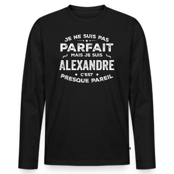 Alexandre Un Prénom, Une Histoire,Une Personnalité - T-shirt manches longues Premium bio Homme - noir - Devant - Nico (187cm)