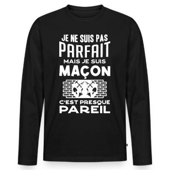 Je ne suis pas parfait mais je suis maçon 2 - T-shirt manches longues Premium bio Homme - noir - Devant - Nico (187cm)
