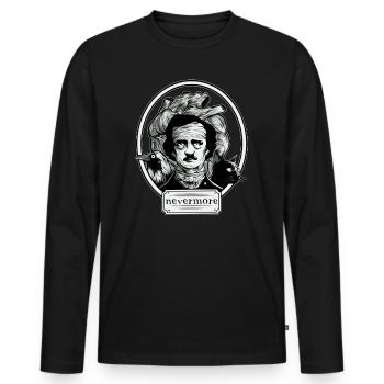 Edgar Allan Poe - Nevermore Shirt - Men's Premium Organic Long Sleeve Shirt - black - Front - Nico (187cm)