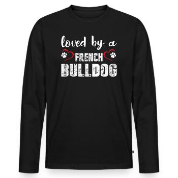 Loved By A French Bulldog - Männer Premium Bio Langarmshirt - Schwarz - Vorne - Nico (187cm)