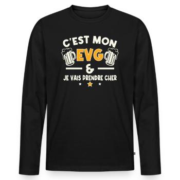 C'est mon evg je vais prendre cher Humour cadeau - T-shirt manches longues Premium bio Homme - noir - Devant - Nico (187cm)