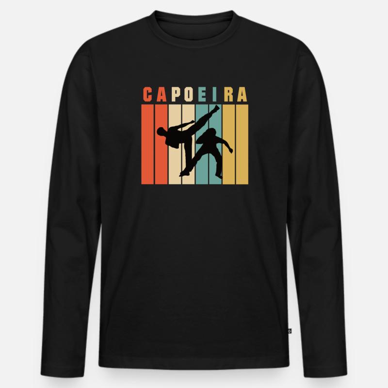 Capoeira Retro - Männer Premium Bio Langarmshirt - Schwarz