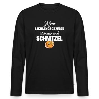 Schnitzel mein Lieblingsgemüse ist Schnitzel - Männer Premium Bio Langarmshirt - Schwarz - Vorne - Nico (187cm)