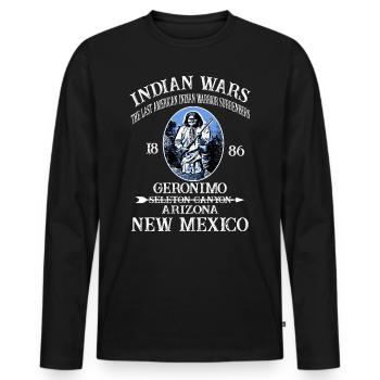INDIAN WARS - Men's Premium Organic Long Sleeve Shirt - black - Front - Nico (187cm)