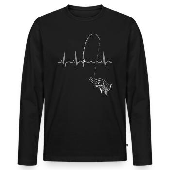 Pike - Men's Premium Organic Long Sleeve Shirt - black - Front - Nico (187cm)