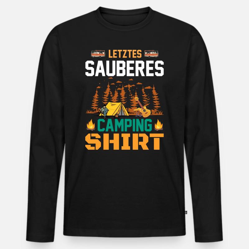 Letztes sauberes Camping Shirt - Männer Premium Bio Langarmshirt - Schwarz