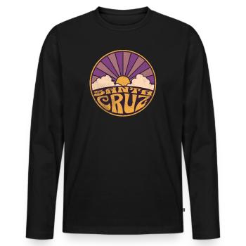 70s 80s CA Retro Sunset Santa Cruz T-Shirt - T-shirt manches longues Premium bio Homme - noir - Devant - Nico (187cm)