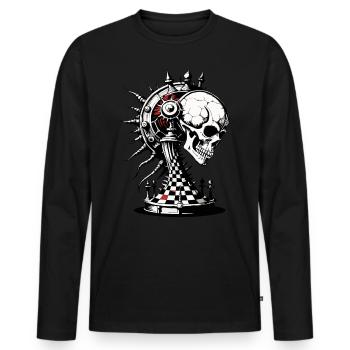 Chess Skull // Skull Chess Piece FS0038 - Men's Premium Organic Long Sleeve Shirt - black - Front - Nico (187cm)