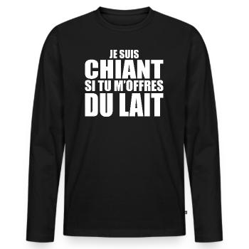 Mann, der liebt: Milch. Lustiger Design-Humor - Männer Premium Bio Langarmshirt - Schwarz - Vorne - Nico (187cm)