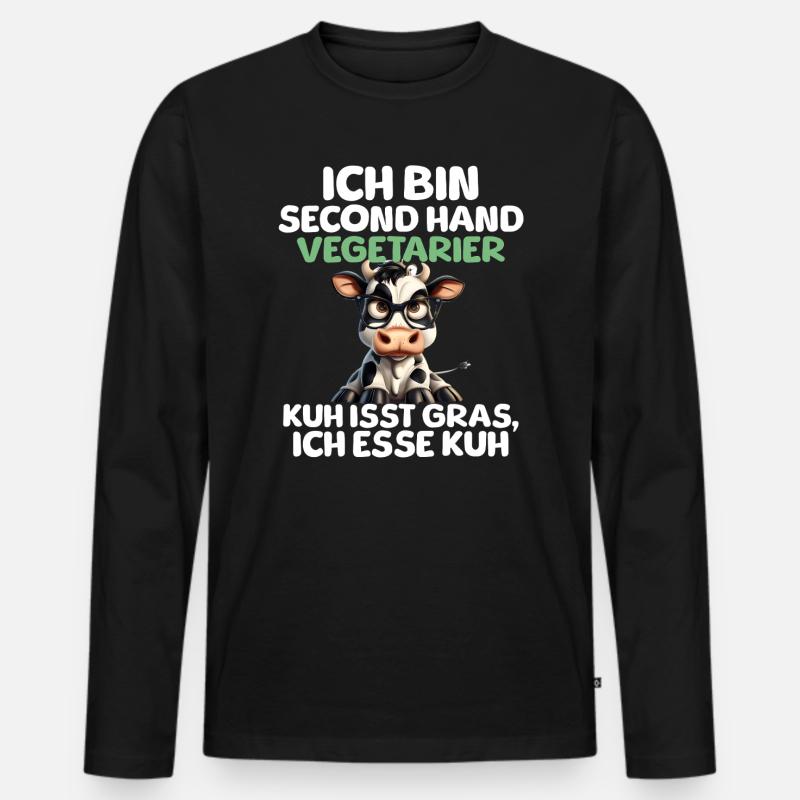 Second Hand Vegetarier - Männer Premium Bio Langarmshirt - Schwarz