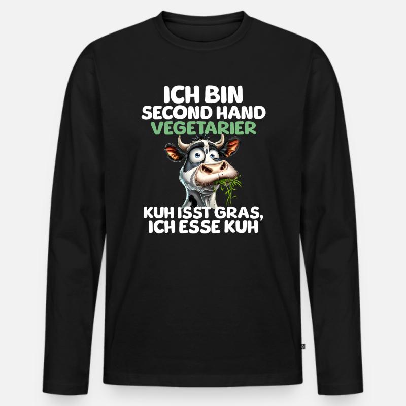 Second Hand Vegetarier - Männer Premium Bio Langarmshirt - Schwarz