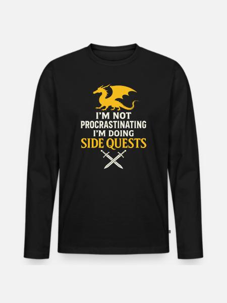 SideQuests Dragon Gamer Kläder - Ekologisk långärmad premium-T-shirt herr - svart