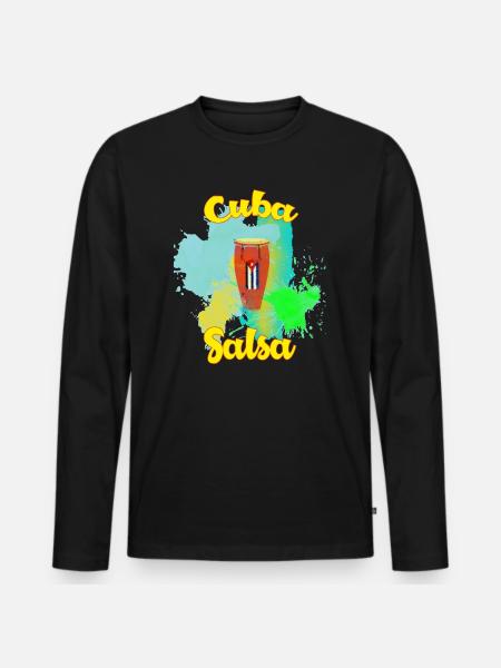 Cuba Salsa Music Dance Gift - Men's Premium Organic Long Sleeve Shirt - black