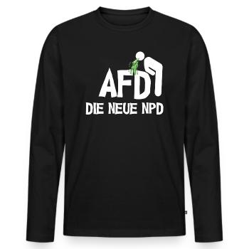 Anti AFD = cadeau NPD fck - T-shirt manches longues Premium bio Homme - noir - Devant - Nico (187cm)