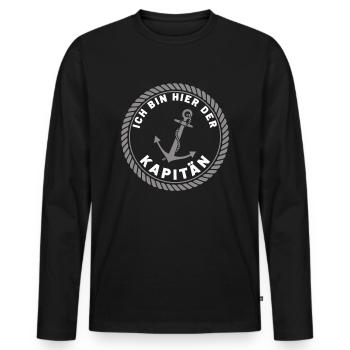 Je suis le capitaine ici - T-shirt manches longues Premium bio Homme - noir - Devant - Nico (187cm)