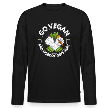 Devenez végétalien et personne ne se blesse Veganisme végétarien - T-shirt manches longues Premium bio Homme - noir - Devant - Nico (187cm)